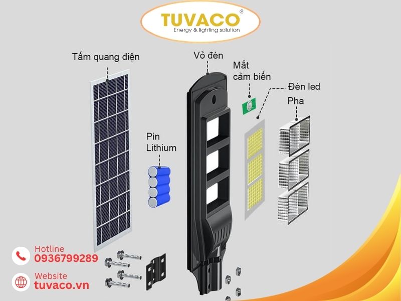 Cấu Tạo Của Đèn Liền Thể Năng Lượng Mặt Trời 90w