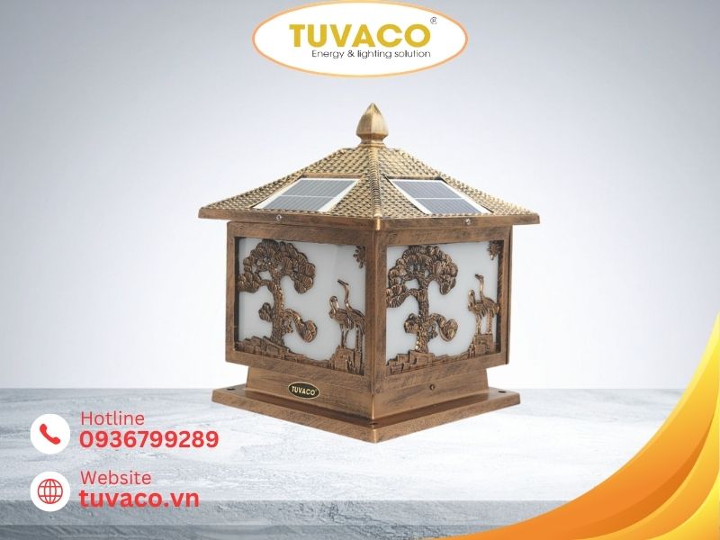 Đèn Trụ Cổng Hình Vuông Năng Lượng Mặt Trời Đẹp Bền Giá Tốt TUVACO