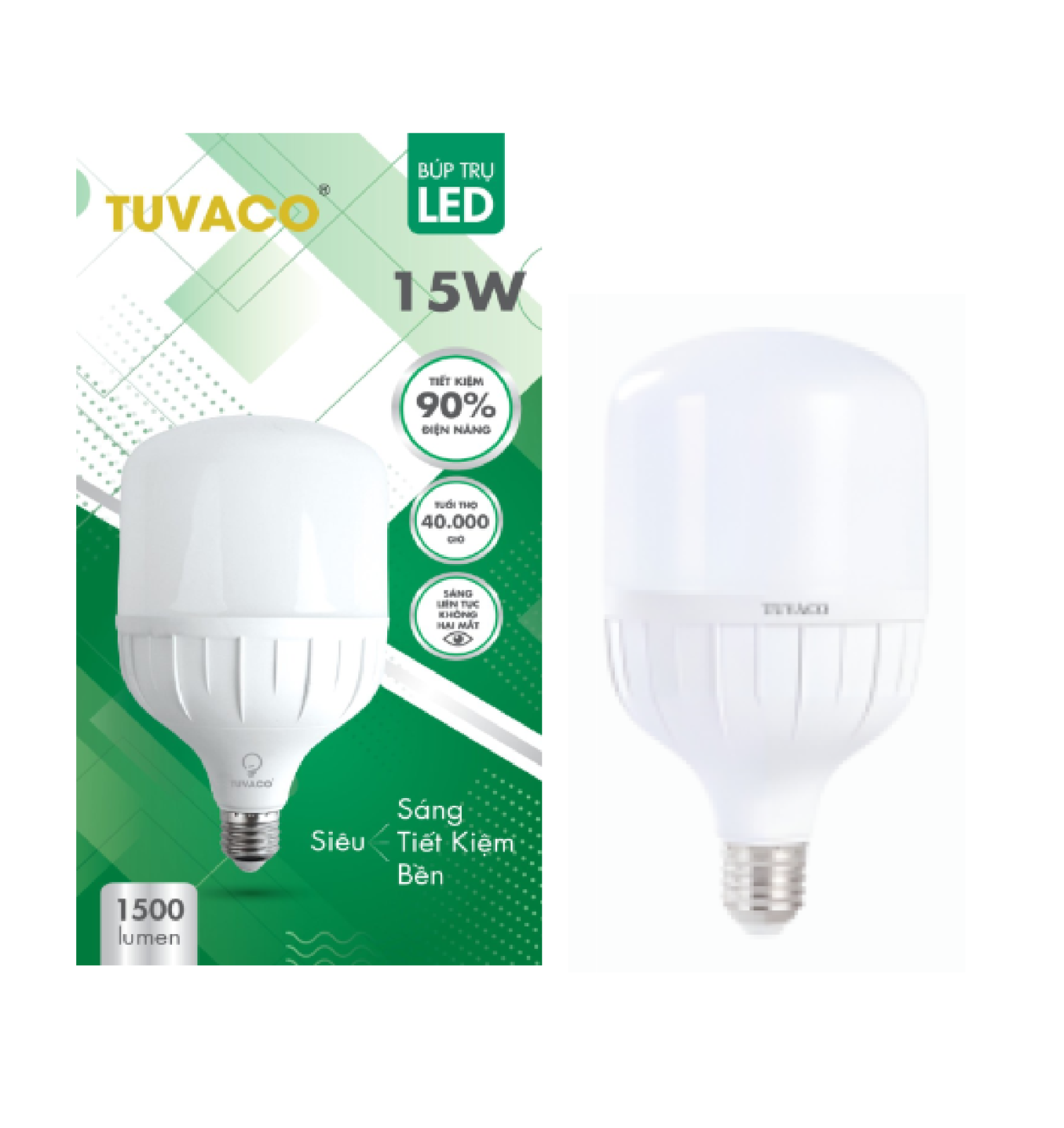 ĐÈN BÚP TRỤ 15W TUVACO