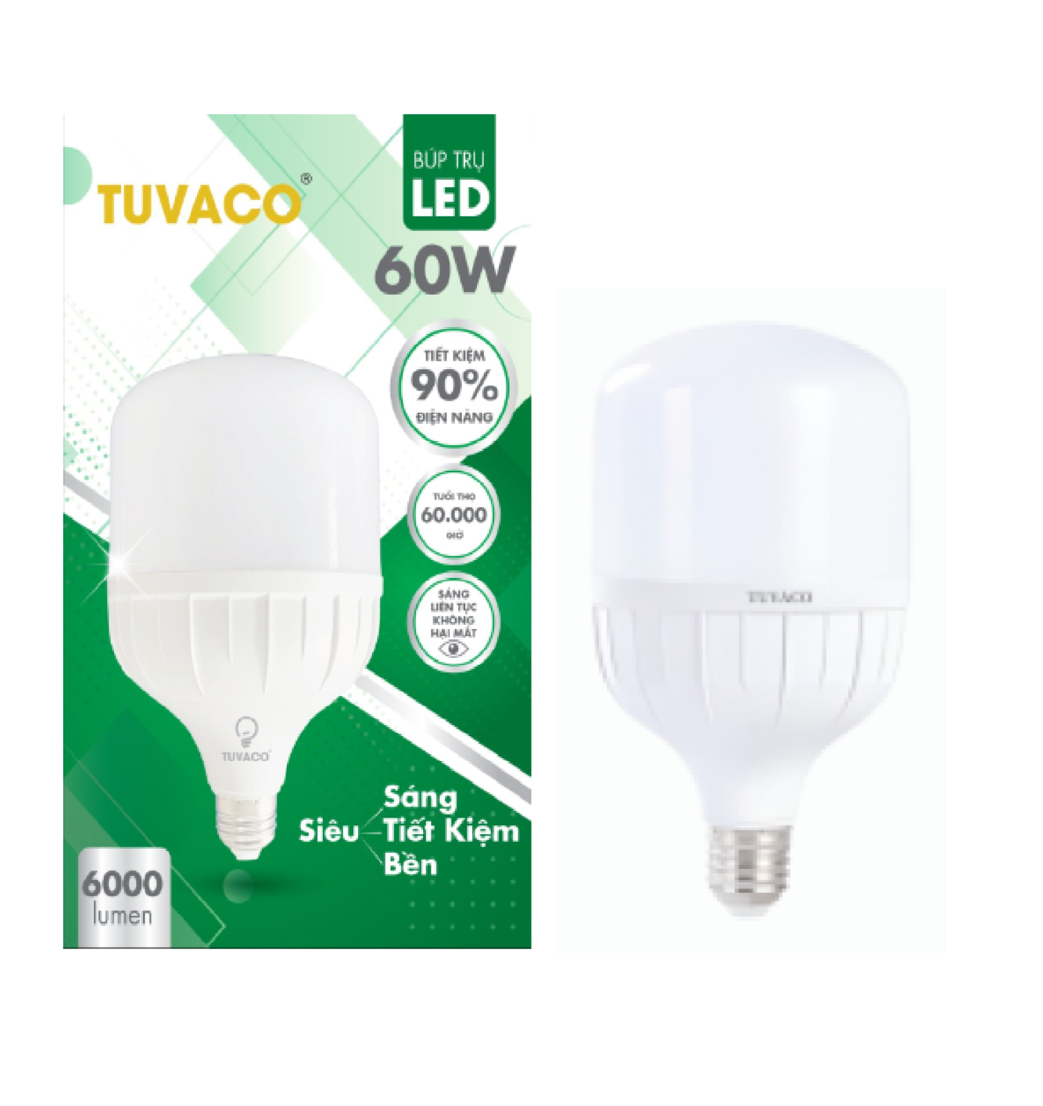 ĐÈN BÚP TRỤ NHÔM 60W TUVACO