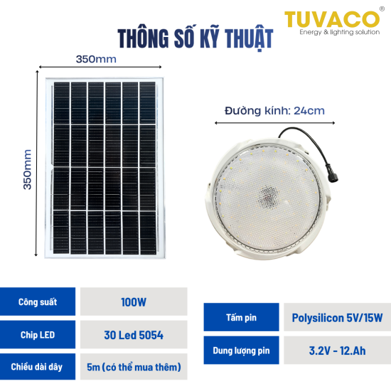 ĐÈN ỐP NỔI NĂNG LƯỢNG MẶT TRỜI 100W