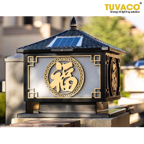 Đèn Trụ Cổng Chữ Phúc Năng Lượng Mặt Trời 40cm TSG-N3101Dc