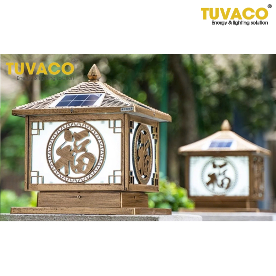 Đèn Trụ Cổng Chữ Phúc Năng Lượng Mặt Trời 30cm TSG-N3101Vb