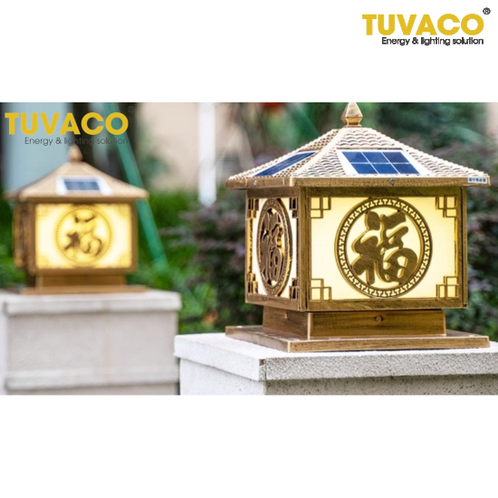 Đèn Trụ Cổng Chữ Phúc Năng Lượng Mặt Trời 40cm TSG-N3101Vc