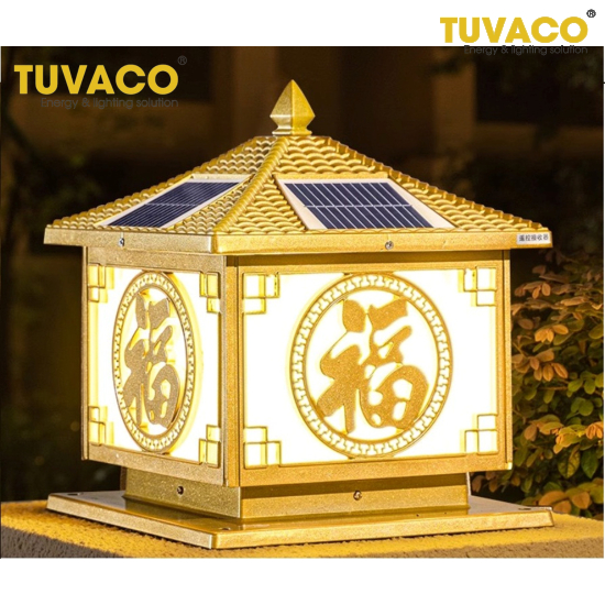 Đèn Trụ Cổng Chữ Phúc Năng Lượng Mặt Trời 40cm TSG-N3101Vc