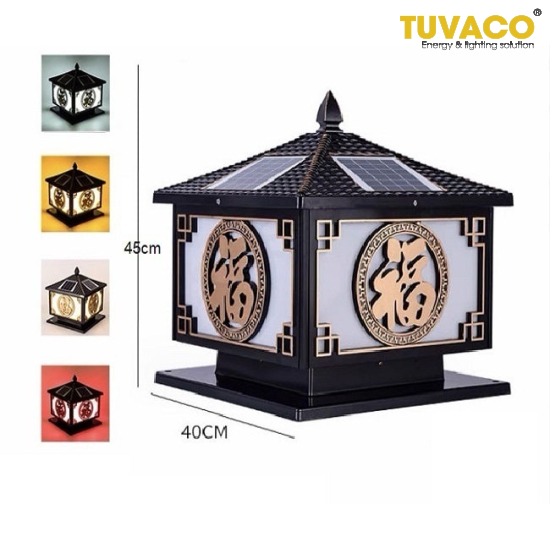 Đèn Trụ Cổng Chữ Phúc Năng Lượng Mặt Trời 40cm TSG-N3101Dbc