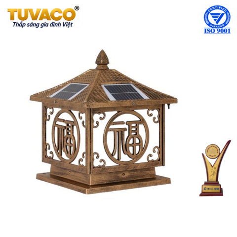 Đèn Trụ Cổng Năng Lượng Mặt Trời Chữ Phúc 30x30cm TSG3002V
