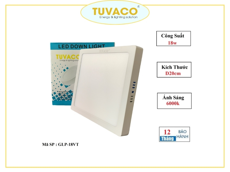 Cấu tạo của đèn LED ốp trần nổi vuông