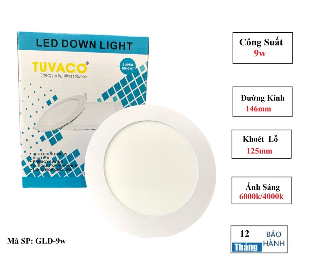 Đèn led âm trần tròn 9w – Hàng chính hãng, giá tốt