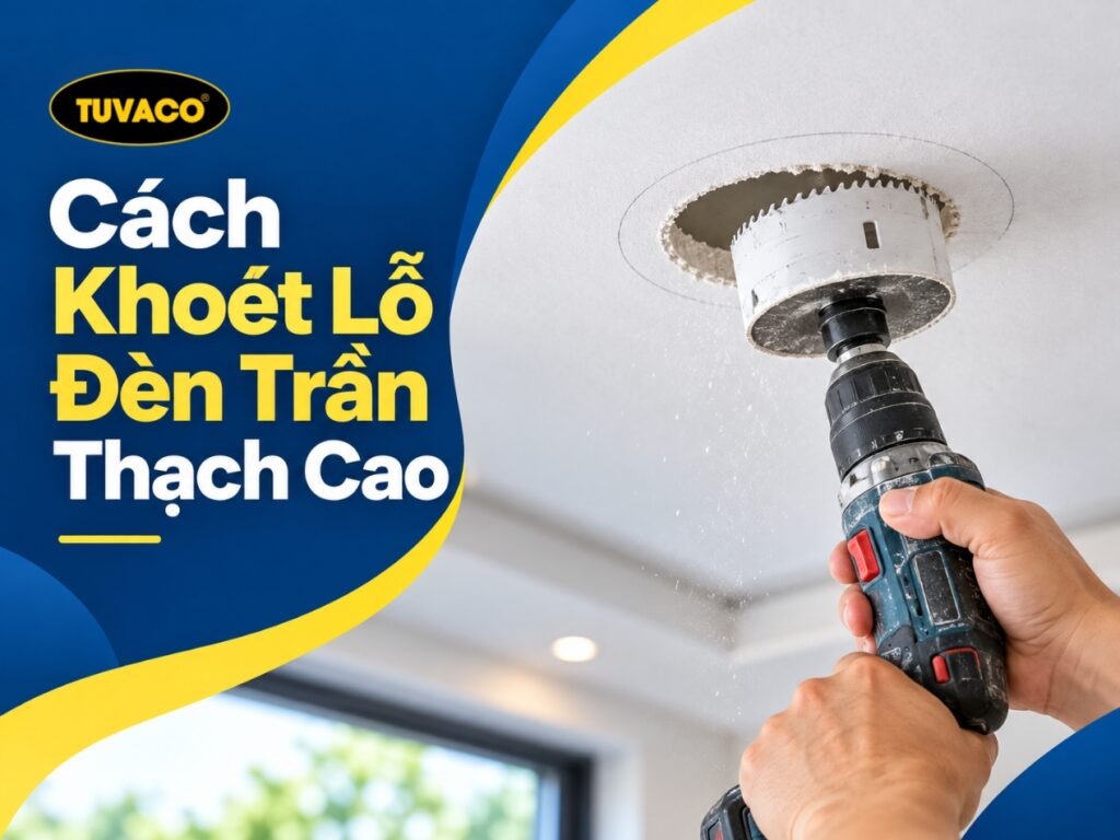 Cách khoét lỗ đèn trần thạch cao đúng kích thước, hạn chế nứt vỡ