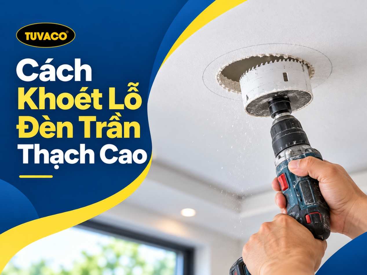 Cách khoét lỗ đèn trần thạch cao đúng kích thước, hạn chế nứt vỡ