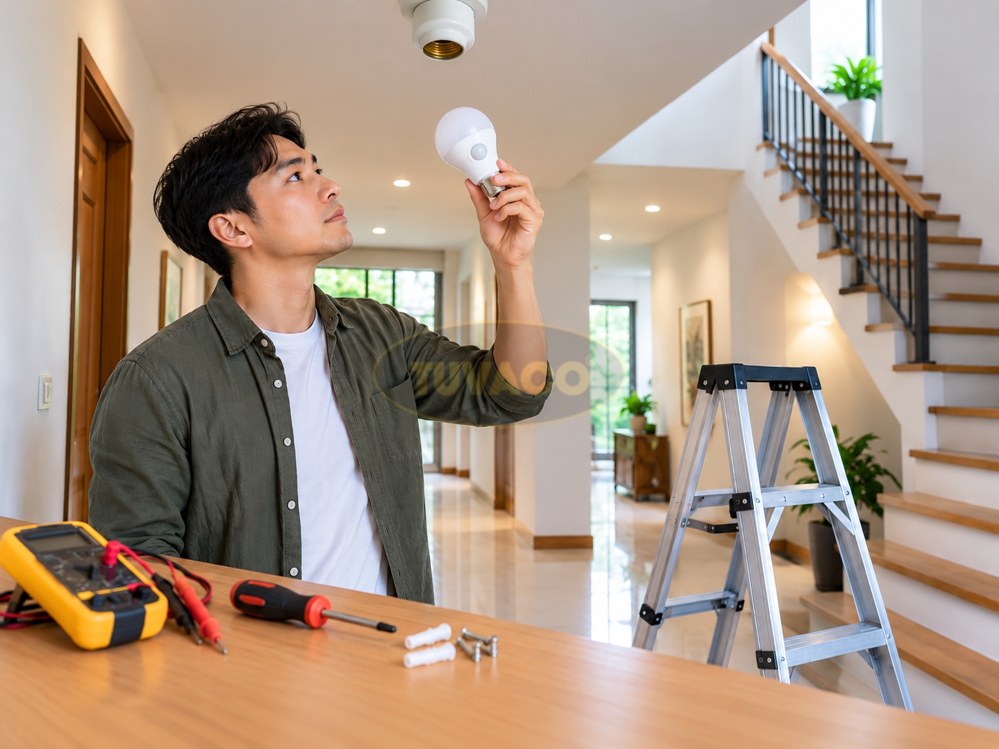 Chuẩn bị trước khi lắp bóng đèn cảm biến