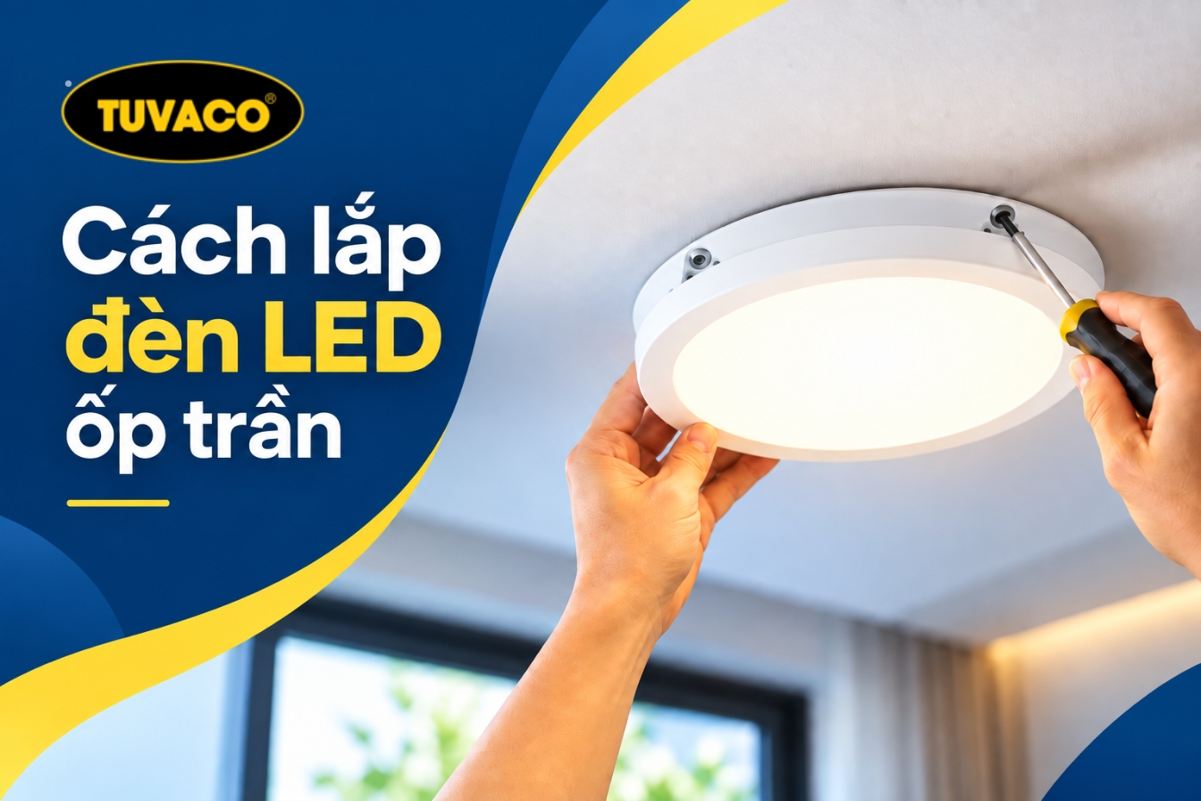 Cách lắp đèn LED ốp trần tại nhà: Hướng dẫn an toàn, dễ thực hiện