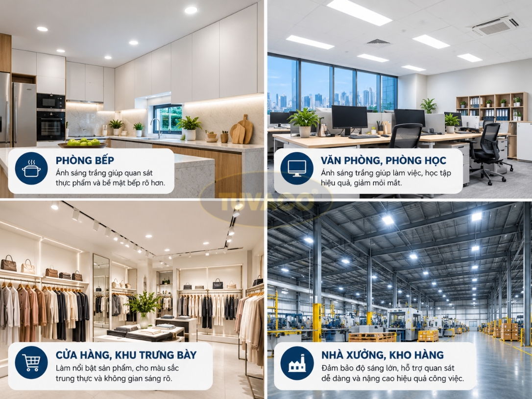 Nên sử dụng đèn LED ánh sáng trắng ở đâu