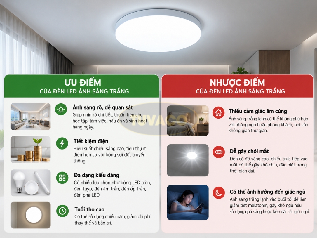 Ưu nhược điểm của đèn LED ánh sáng trắng