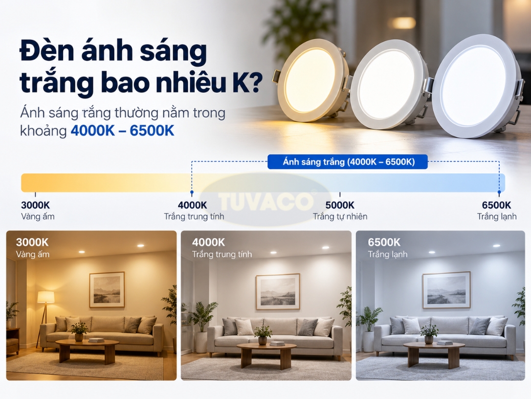 Đèn ánh sáng trắng bao nhiêu K