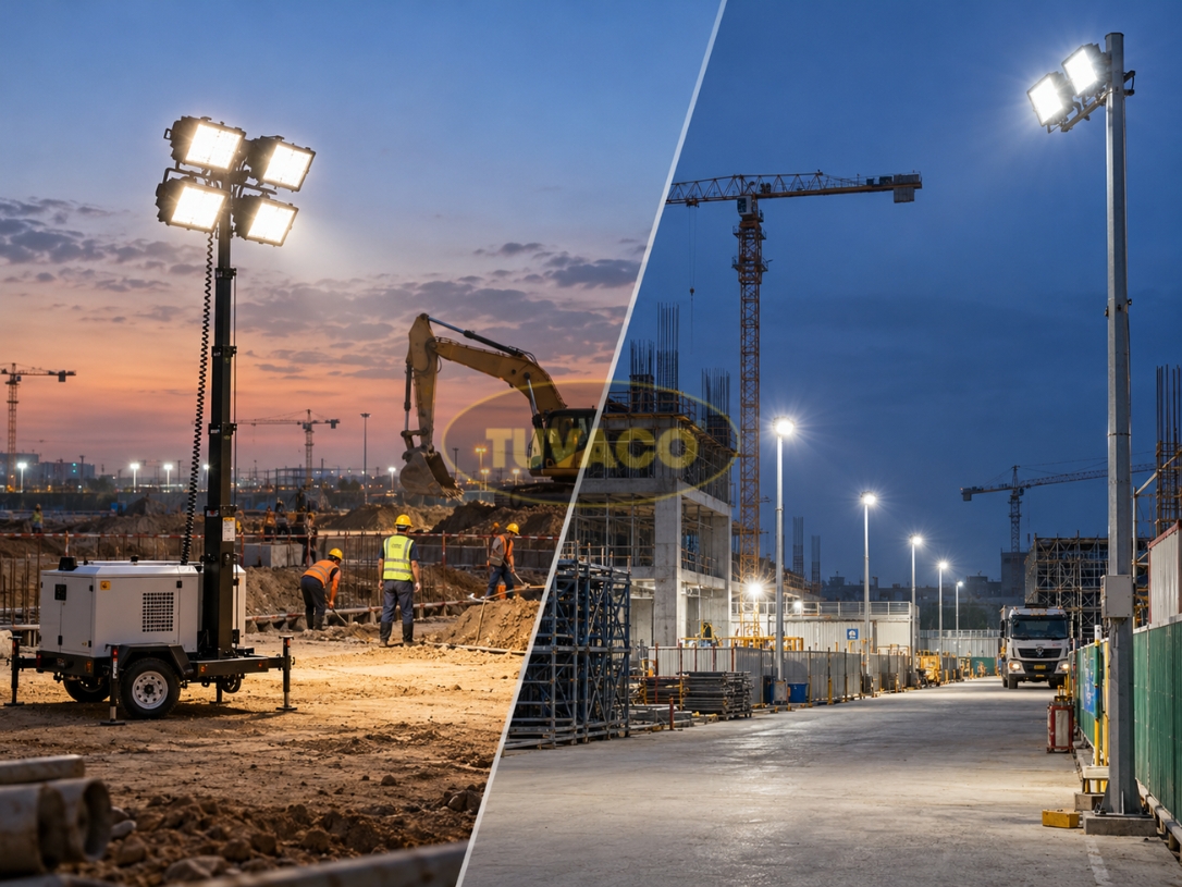 Nên chọn đèn di động hay đèn cố định cho công trường