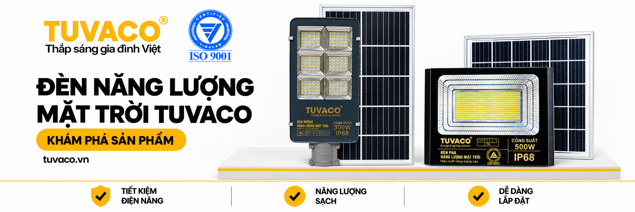 Đèn năng lượng mặt trời TUVACO – đèn đường và đèn pha chiếu sáng ngoài trời