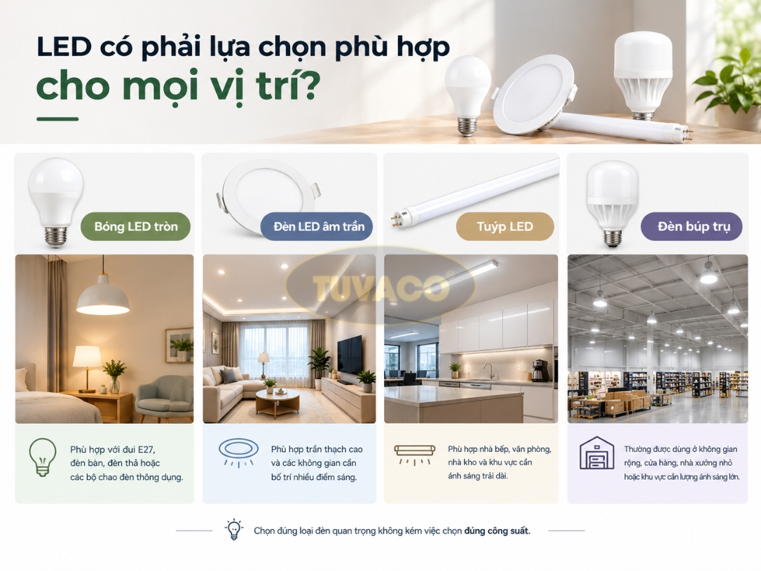 LED có phải lựa chọn phù hợp cho mọi vị trí
