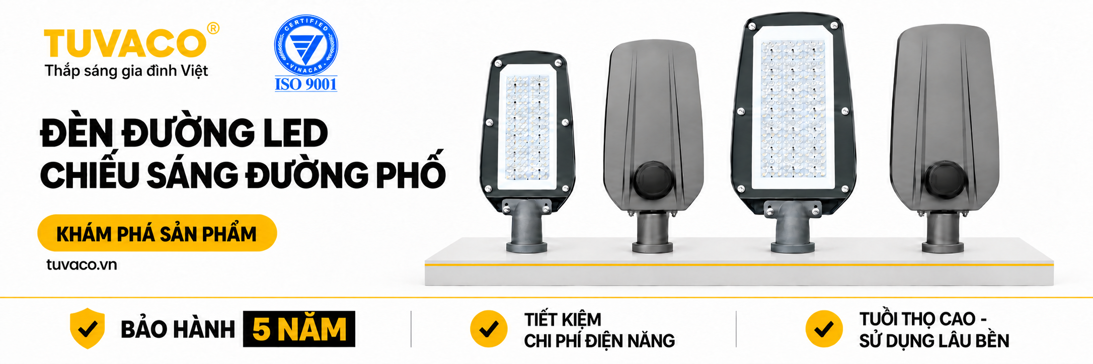 Đèn đường LED TUVACO chiếu sáng đường phố