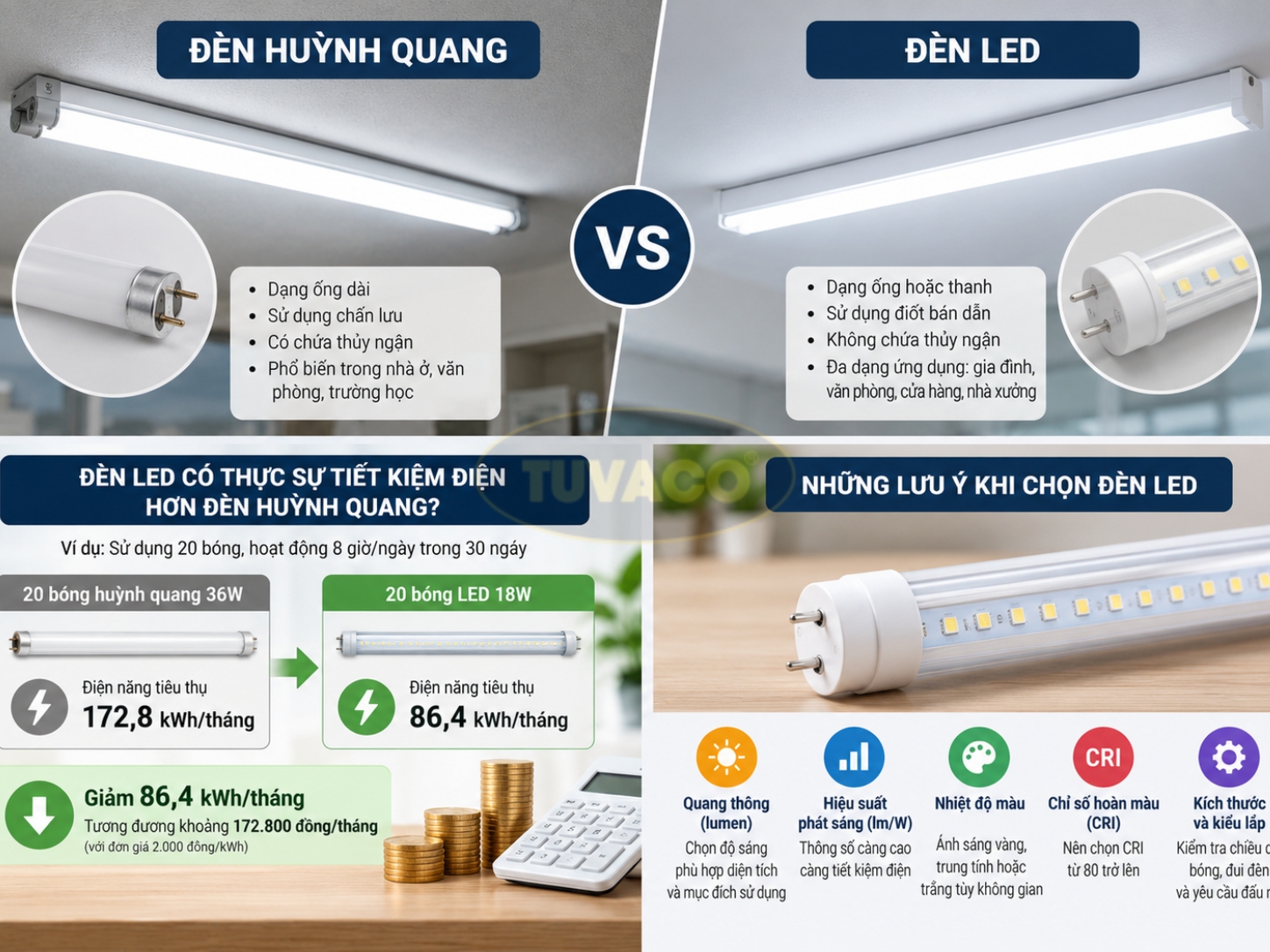 Những lưu ý khi chọn đèn LED